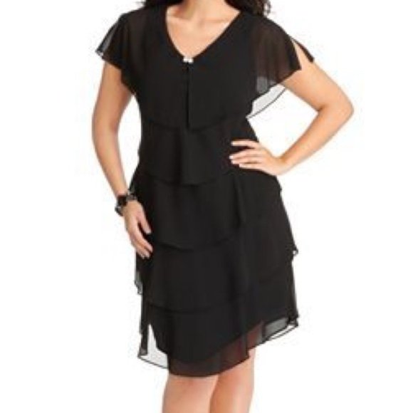 Patra Dresses & Skirts - Sz 18 Patra Tiered Black Embellished Midi